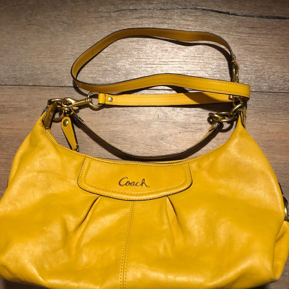 Coach Yellow Purse, Mini Skinny ID Case/Wallet & Reversible Purse Tie
